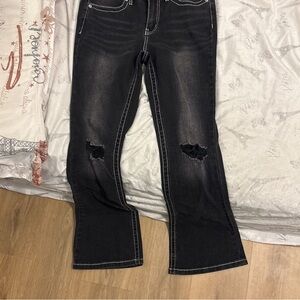 Stylish Black Distressed Juniors flare Jeans